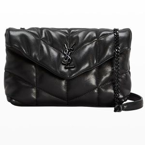 Authentic Saint Laurent Toy Lou Lou puffer Black calf